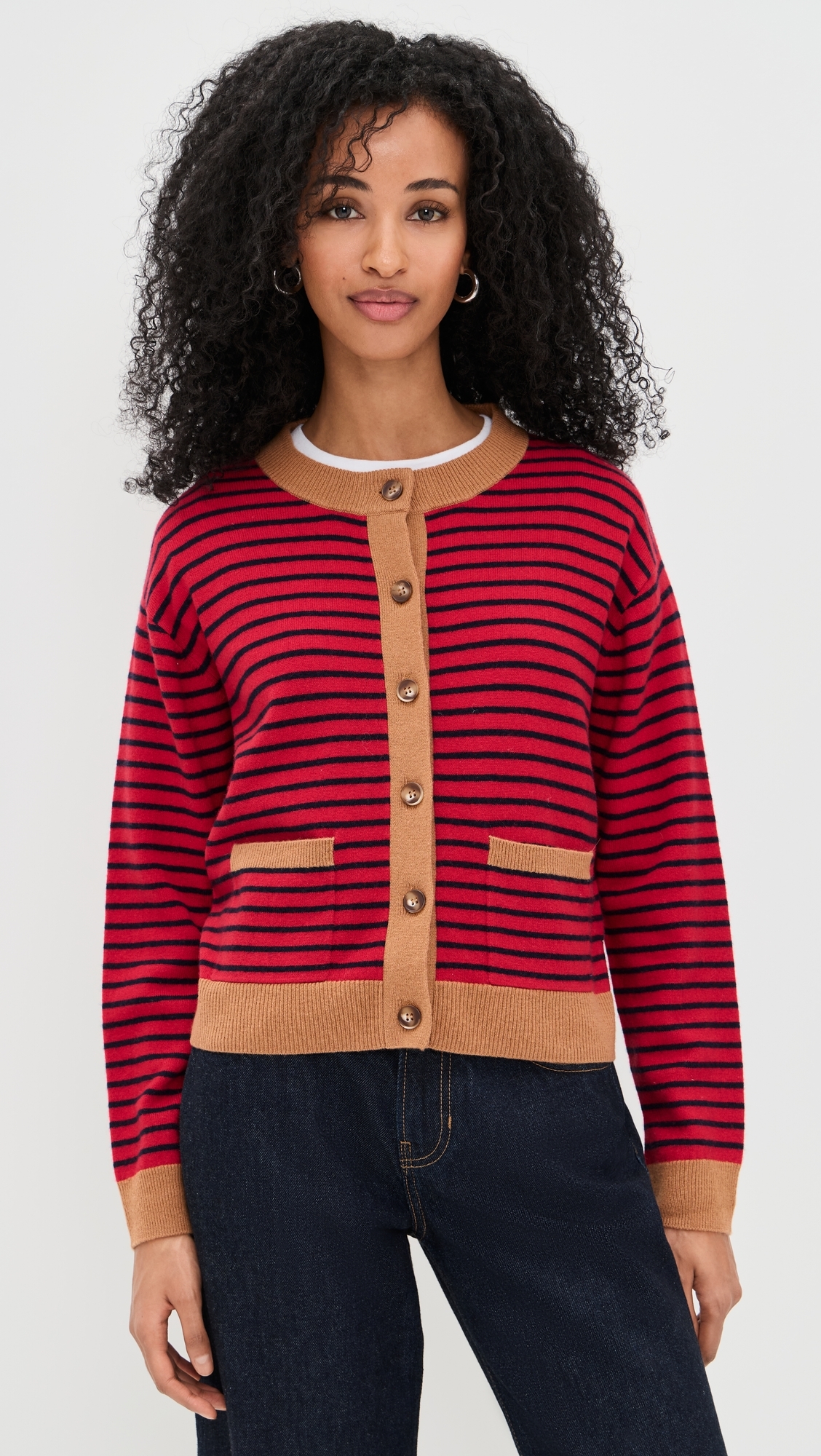 Lillian Cardigan Red Stripe