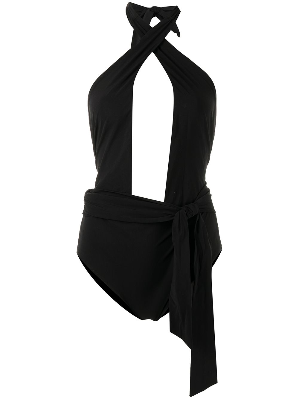 Wrap halterneck swimsuit - Black