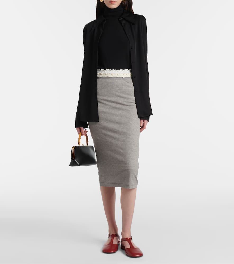 Layered jersey midi skirt