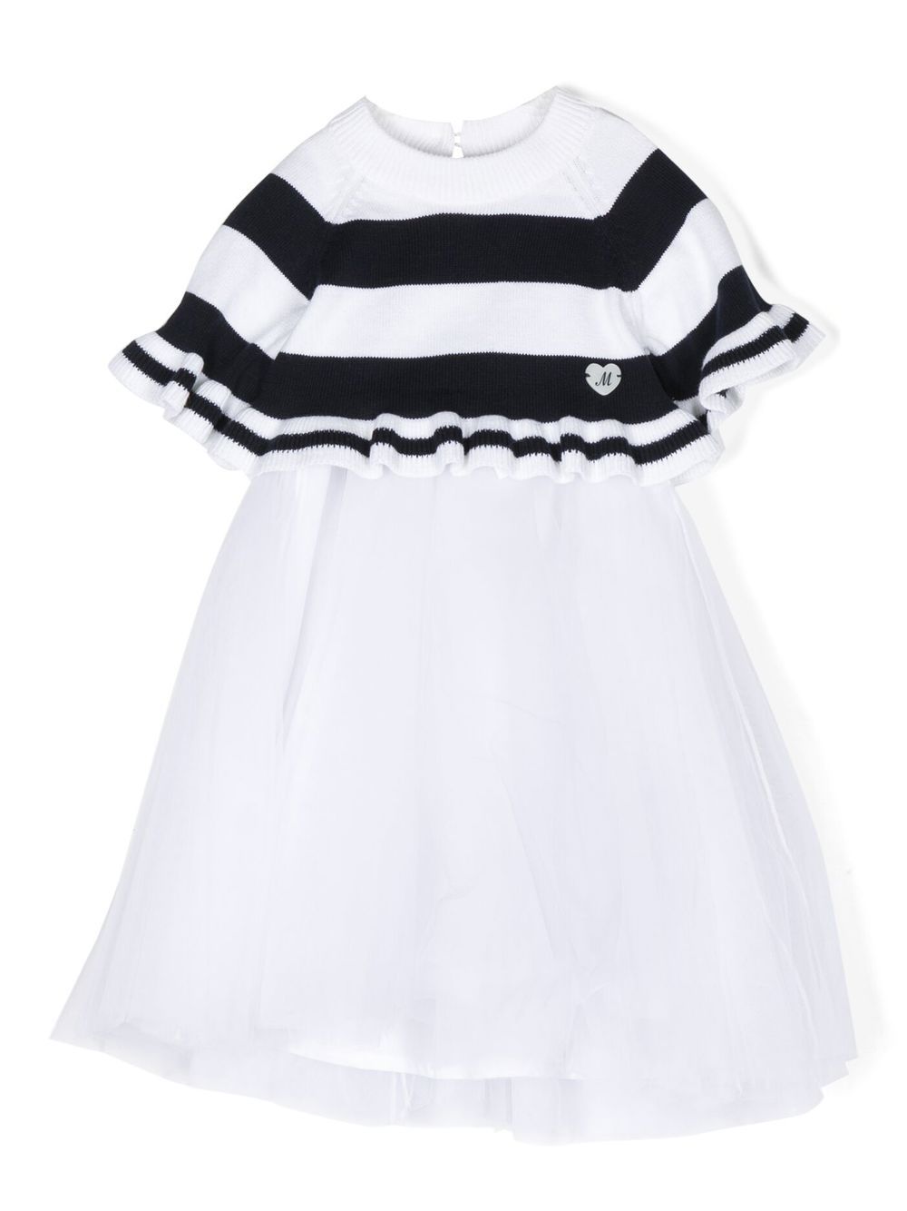 Striped chiffon-skirt midi dress - White