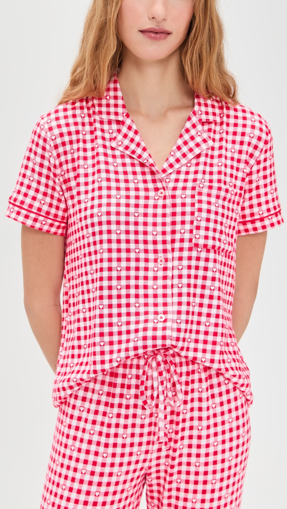 Gingham Pajama Top Kiss Me Red