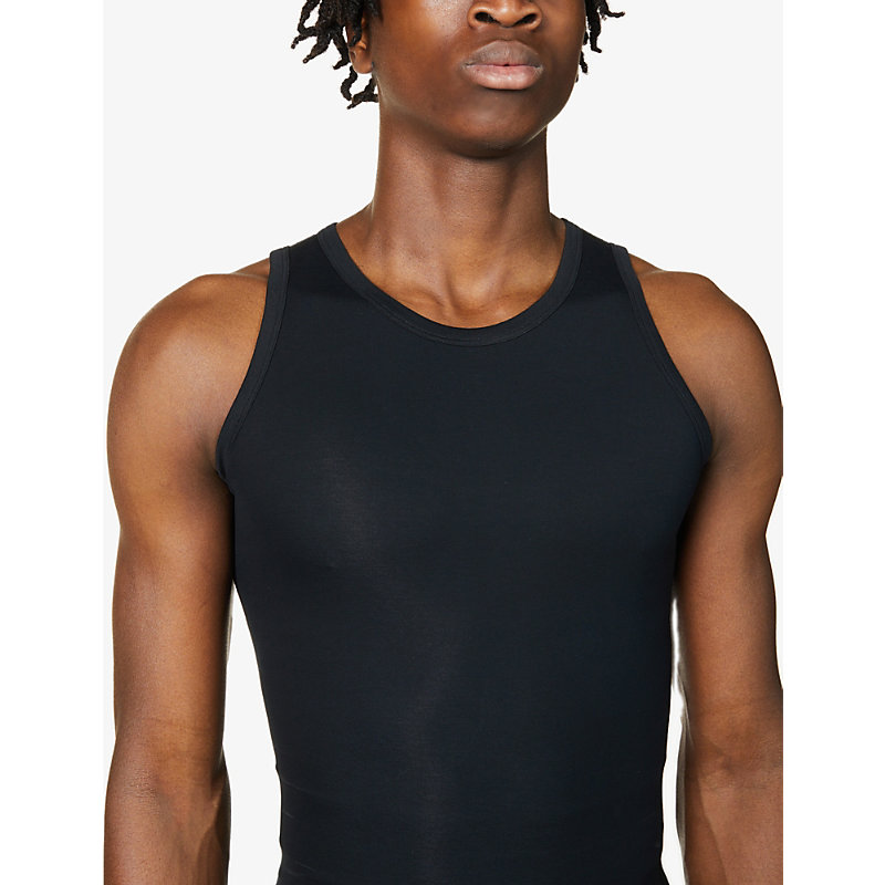 Mens Black Sculpt Regular-fit Stretch-cotton Tank top 