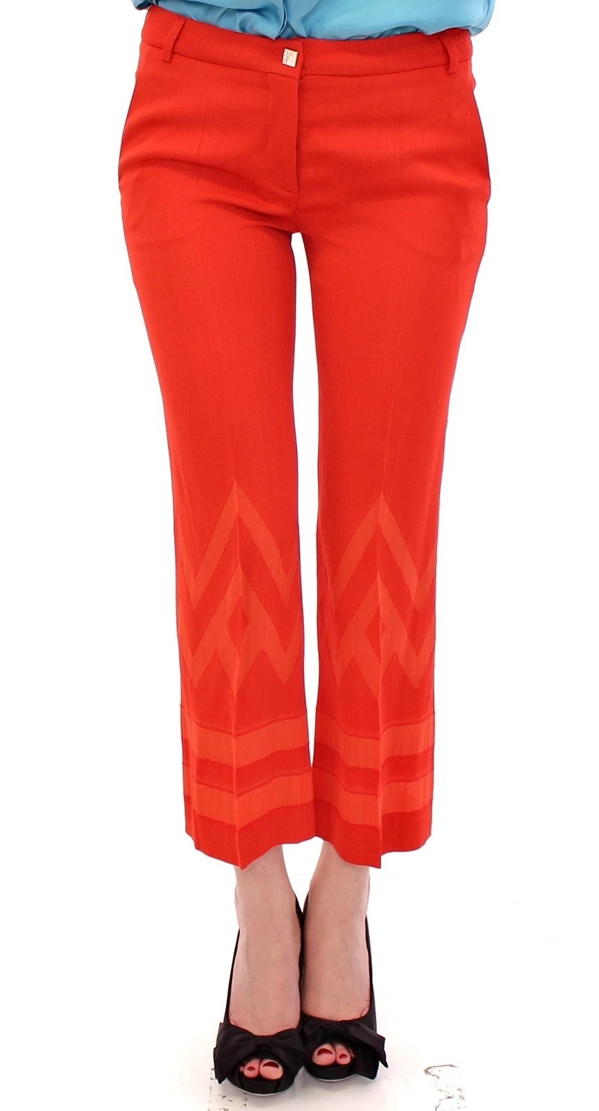 Versace Collection Red Women's Cropped 3/4 Short Nude Capri Women's Pant