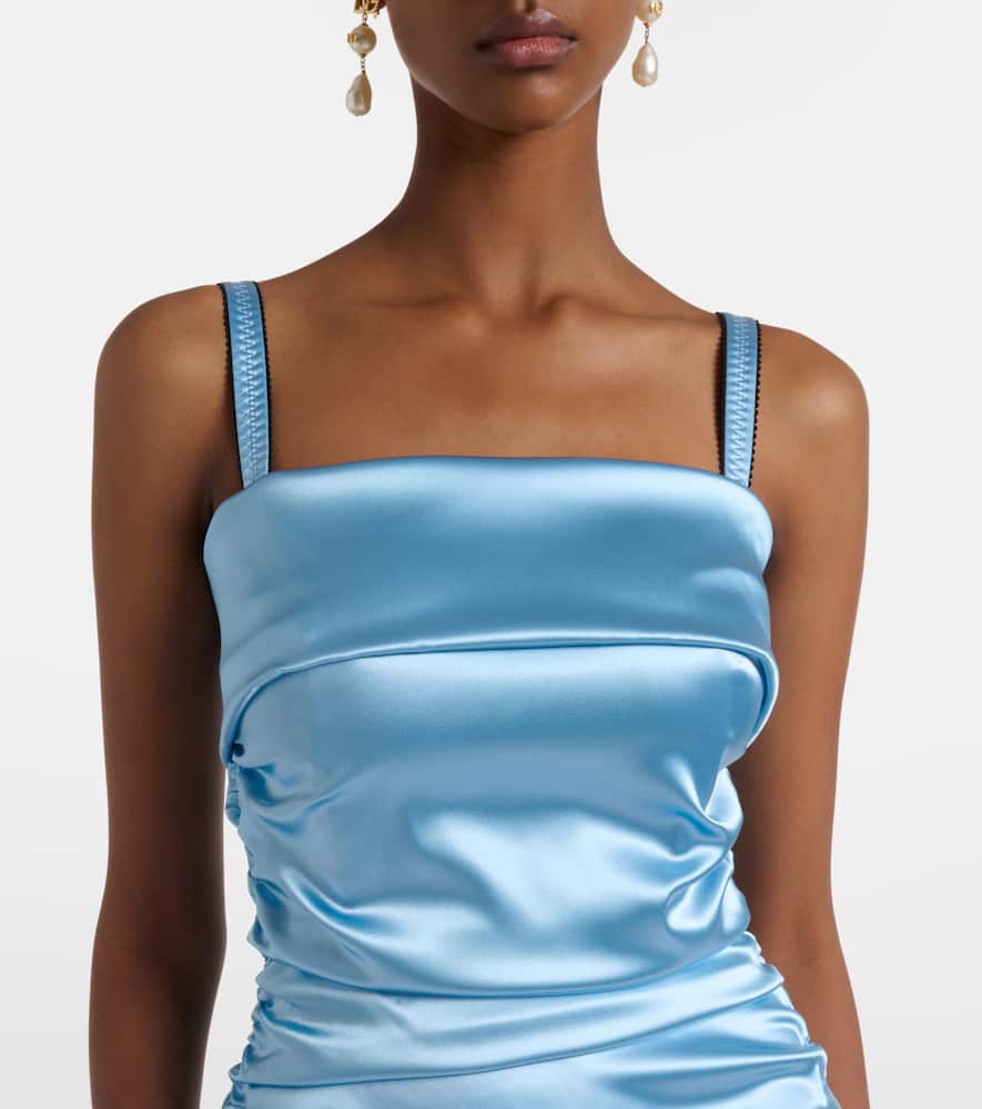 Ruched satin cocktail dress