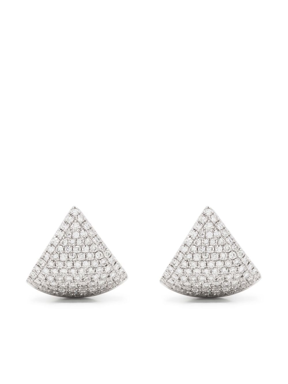 14kt white gold diamond stud earrings - Silver