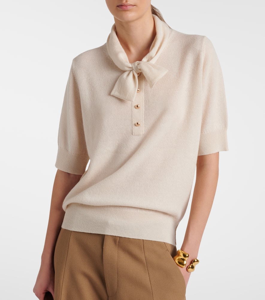 Bow-detail wool and cashmere sweater