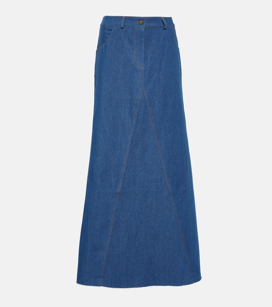 Pilla low-rise denim maxi skirt