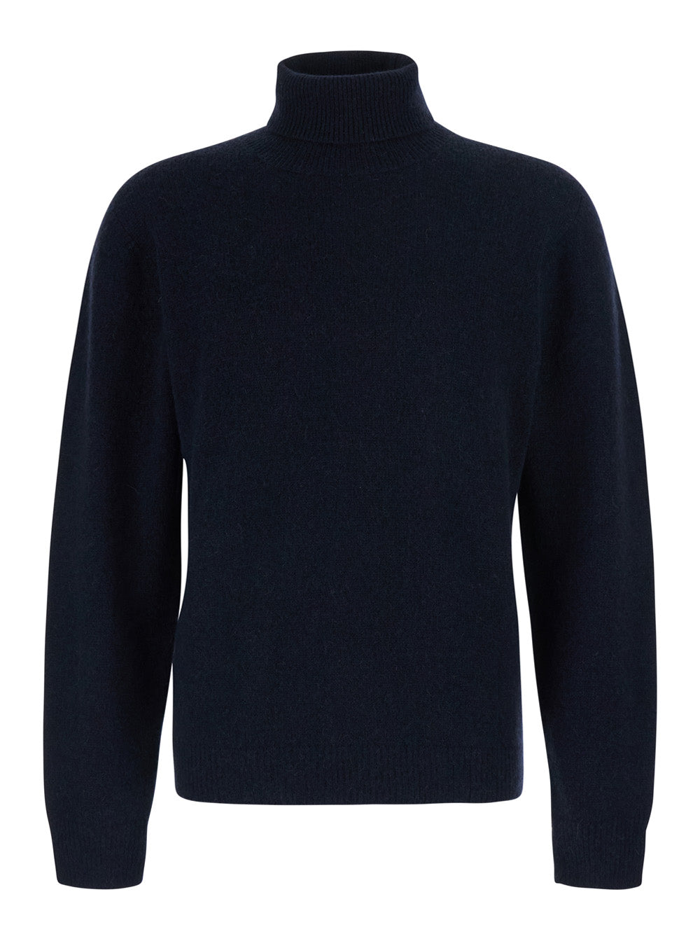 Virgin Wool Blend Turtleneck Sweater — Blue