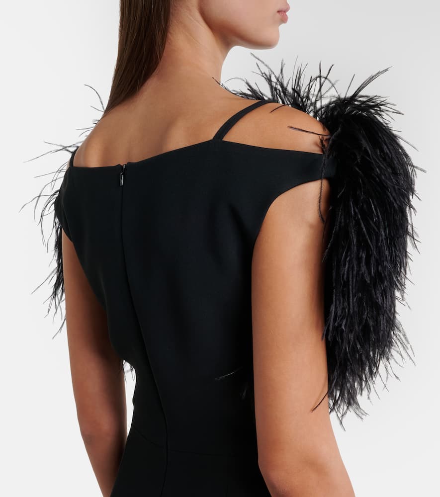 Feather-trimmed cocktail dress