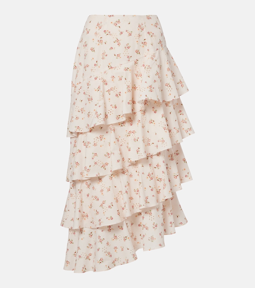 Laura floral tiered cotton midi skirt