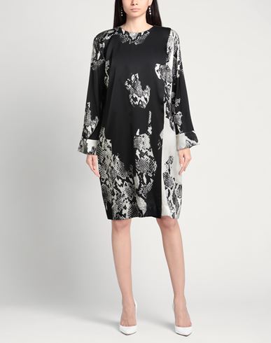 Woman Midi dress Black Size 12 Silk, Elastane
