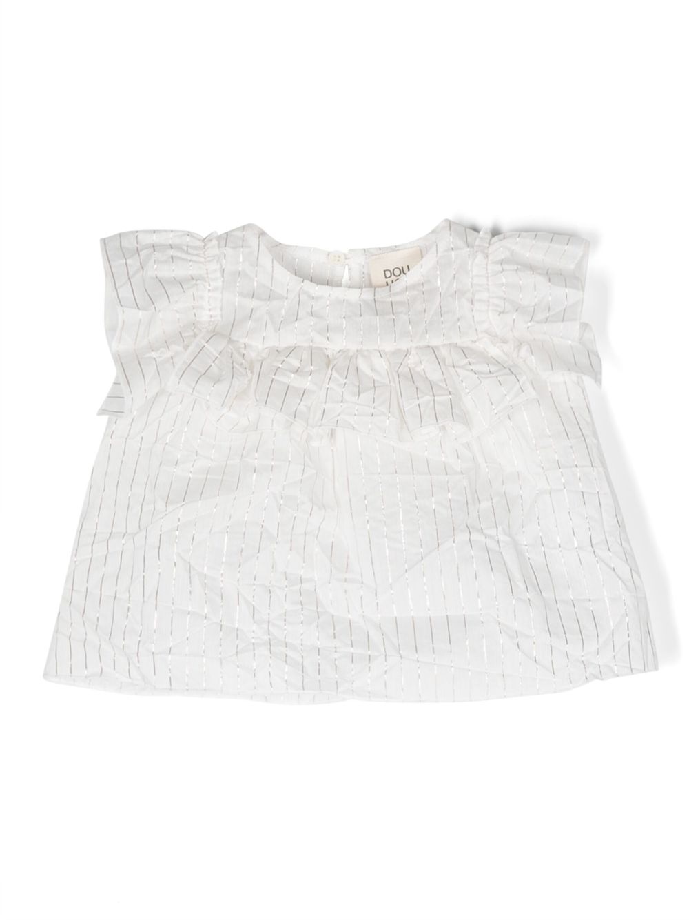 Stripe-detailing short-sleeve blouse - White