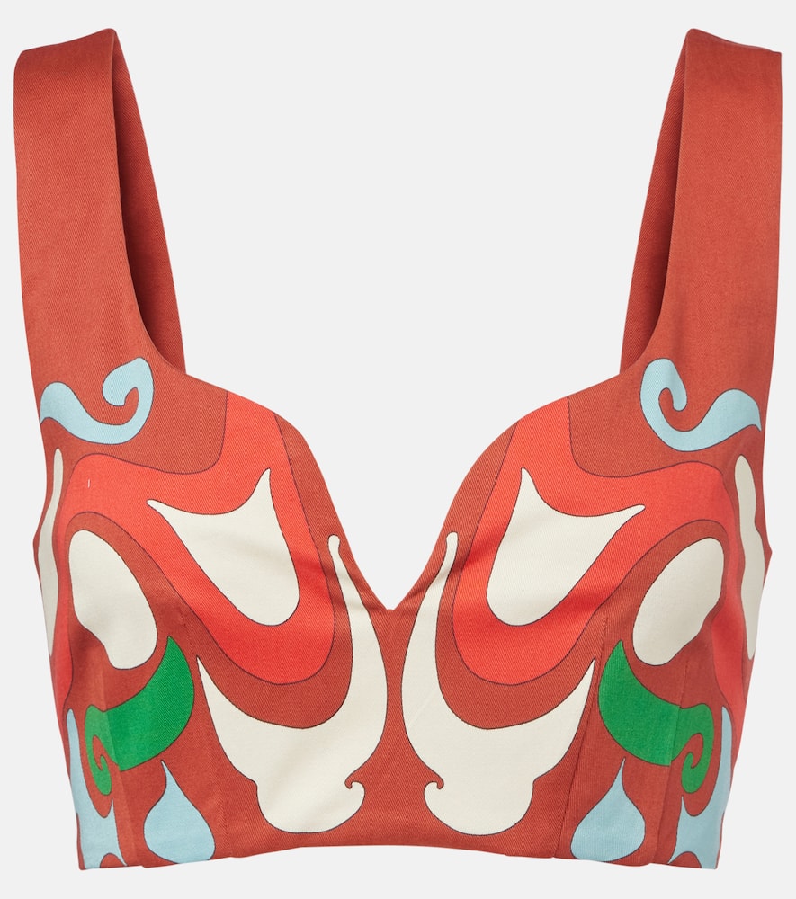Baia printed cotton-blend crop top