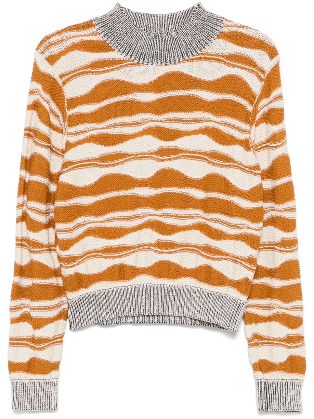Wave-knit sweater - White