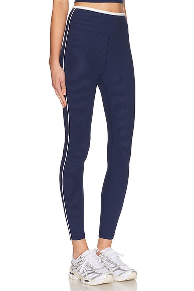 YEAR OF OURS Ribbed Track Legging in Navy & White - Navy. L also in