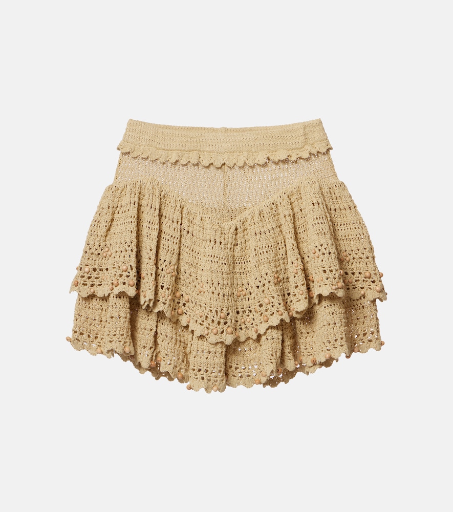 Olzea beaded crochet cotton-blend shorts