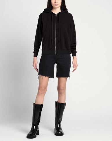Woman Sweatshirt Black Size M Cotton, Polyester