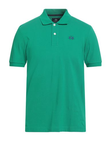 La Martina Man Polo shirt Emerald green Size M Cotton