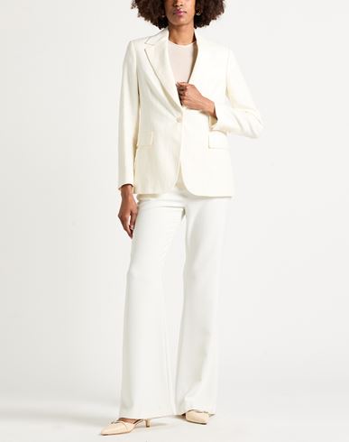 Platinum Woman Blazer Ivory Size 4 Linen, Wool