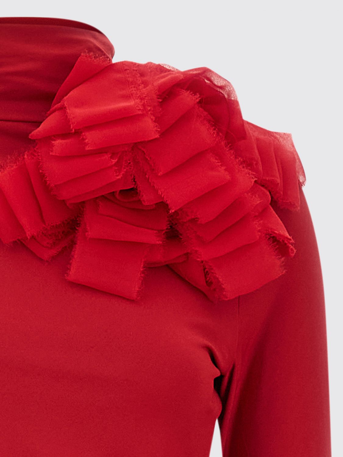 Long Open Back Dress With High Neck Red