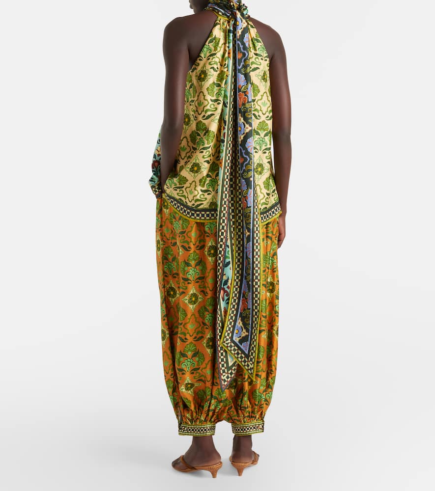 Alémais Cece floral silk halterneck top