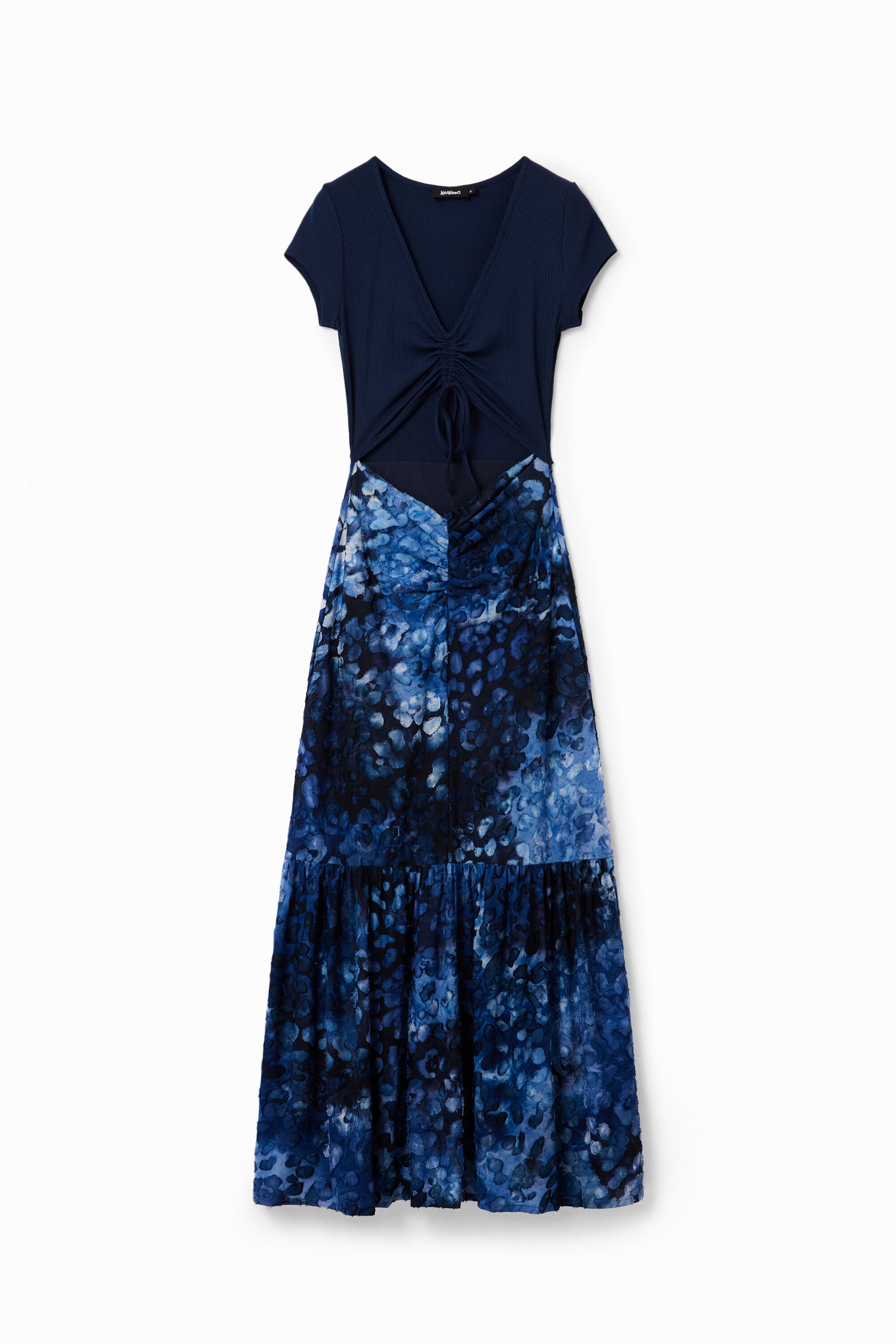 Combination textured animal-print long dre