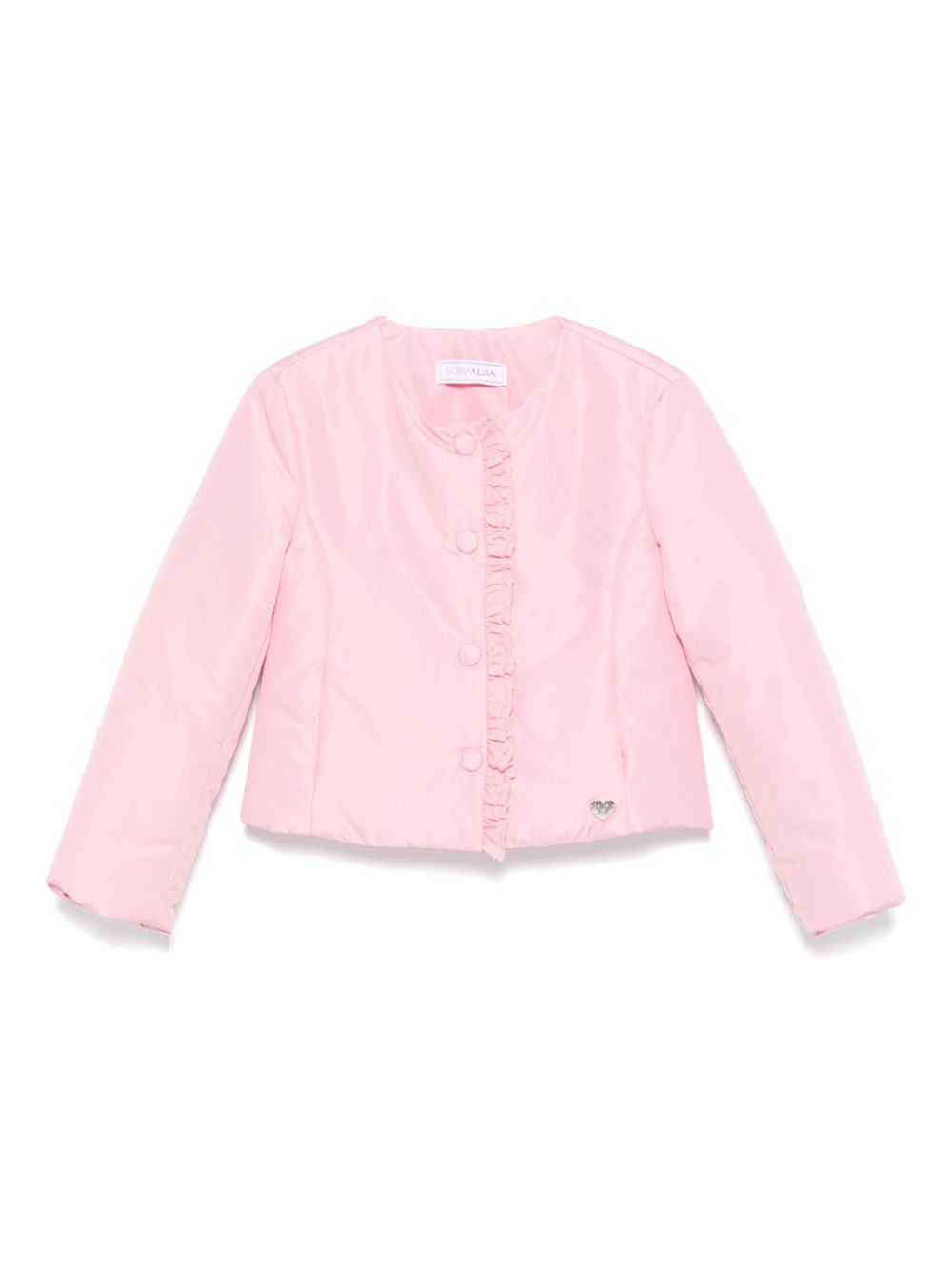 Ruffled-trim puffer jacket - Pink