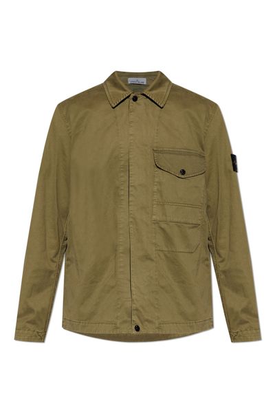 Stone Island Logo Patch Long Sleeved Shirt Jacket