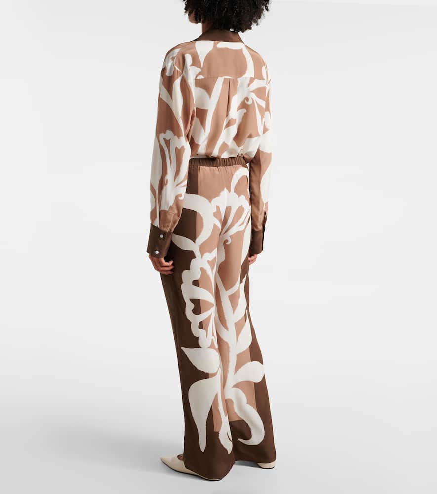 Portia printed silk satin wide-leg pants