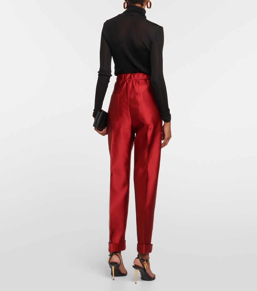 Silk duchesse straight pants