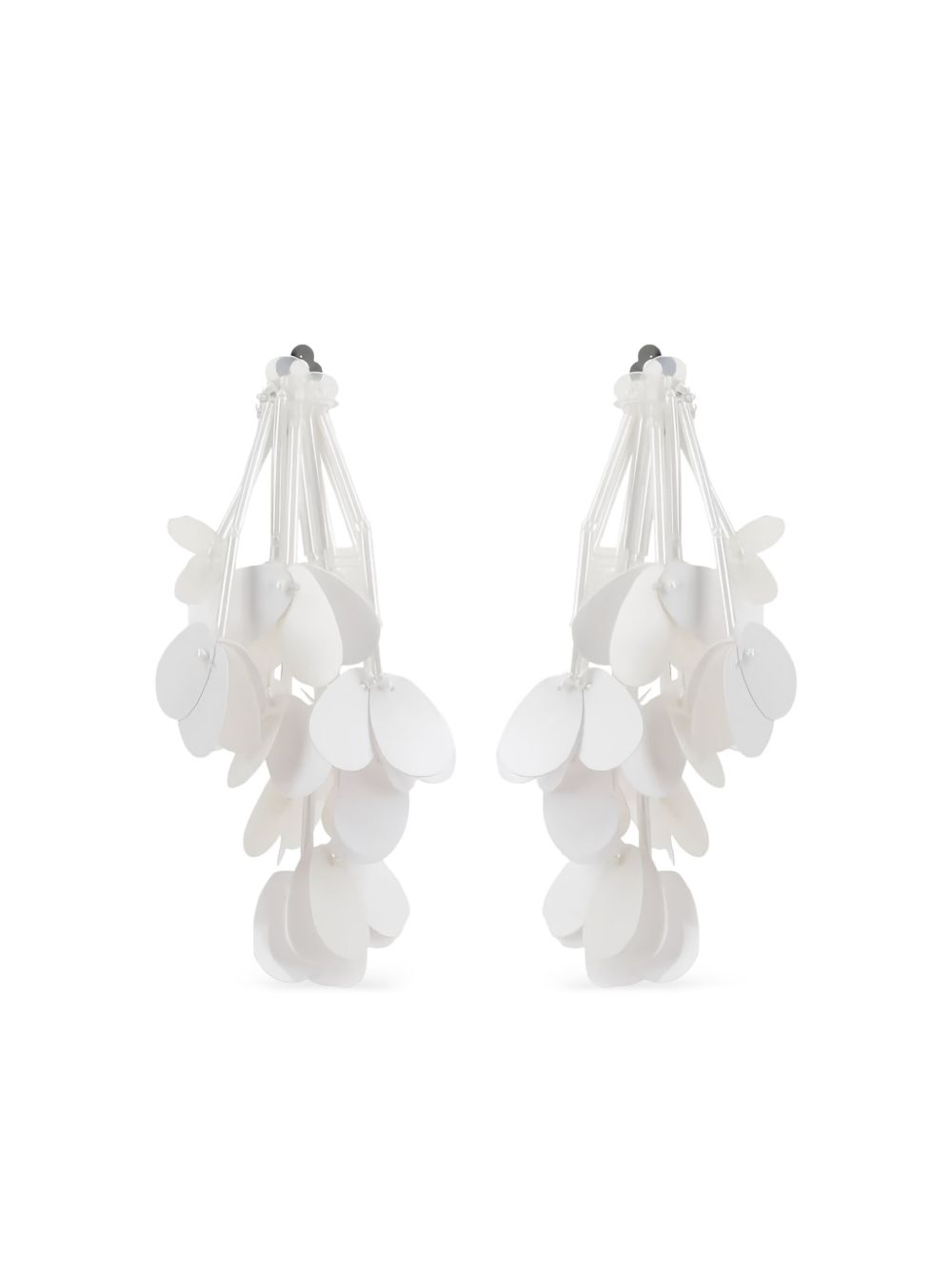 Plan C sequin fringed clip-on earrings - White