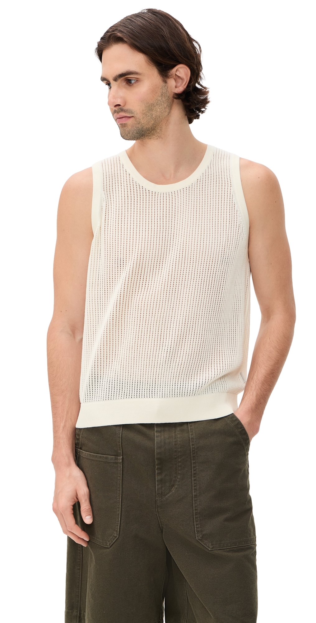 Knit Mesh Tank Top Sea Salt