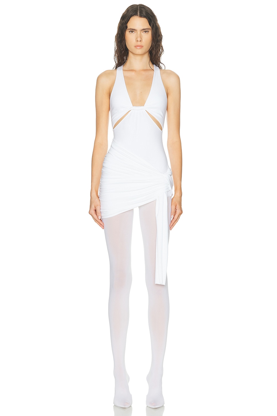 HAELO Twist Drape Tank Dress in White - White. L also in M, S, XL