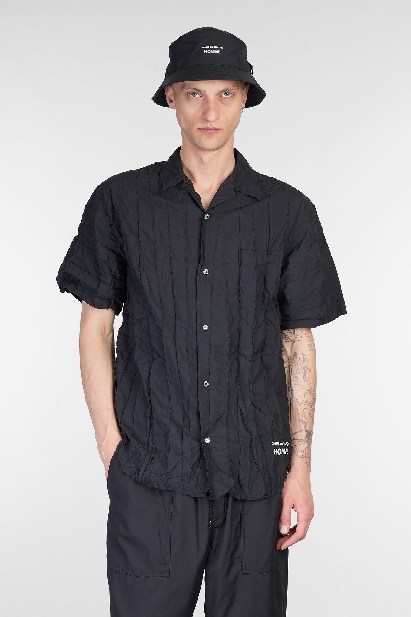 Comme des Garçons Homme crinkled-finish shirt - Black