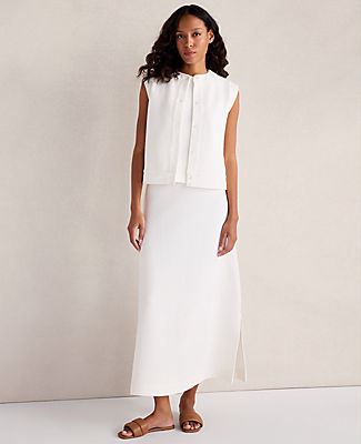 Ann Taylor Haven Well Within Cotton Blend Textured Midi Skirt