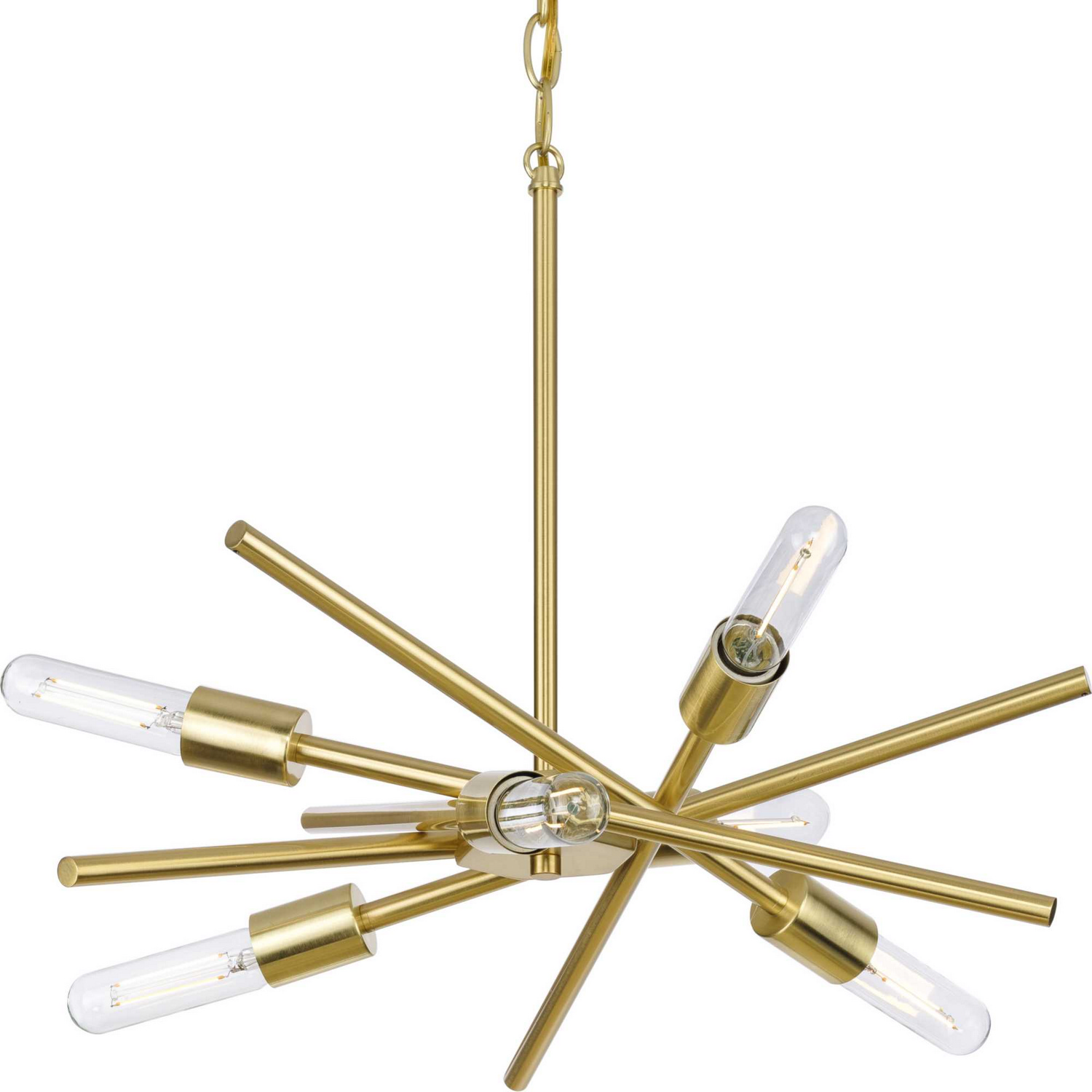 Satin Brass Six Light Chandelier from the Astra Collection