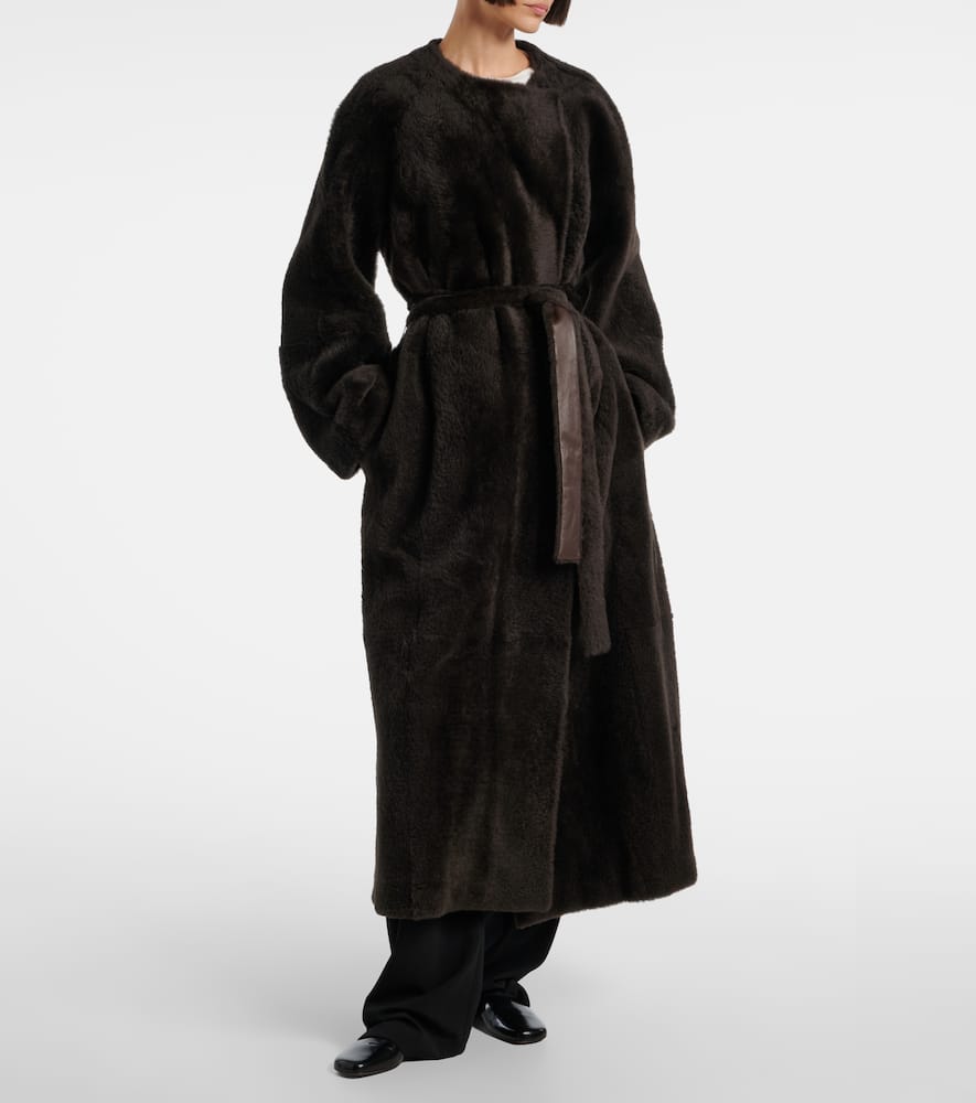 Madelina belted shearling coat