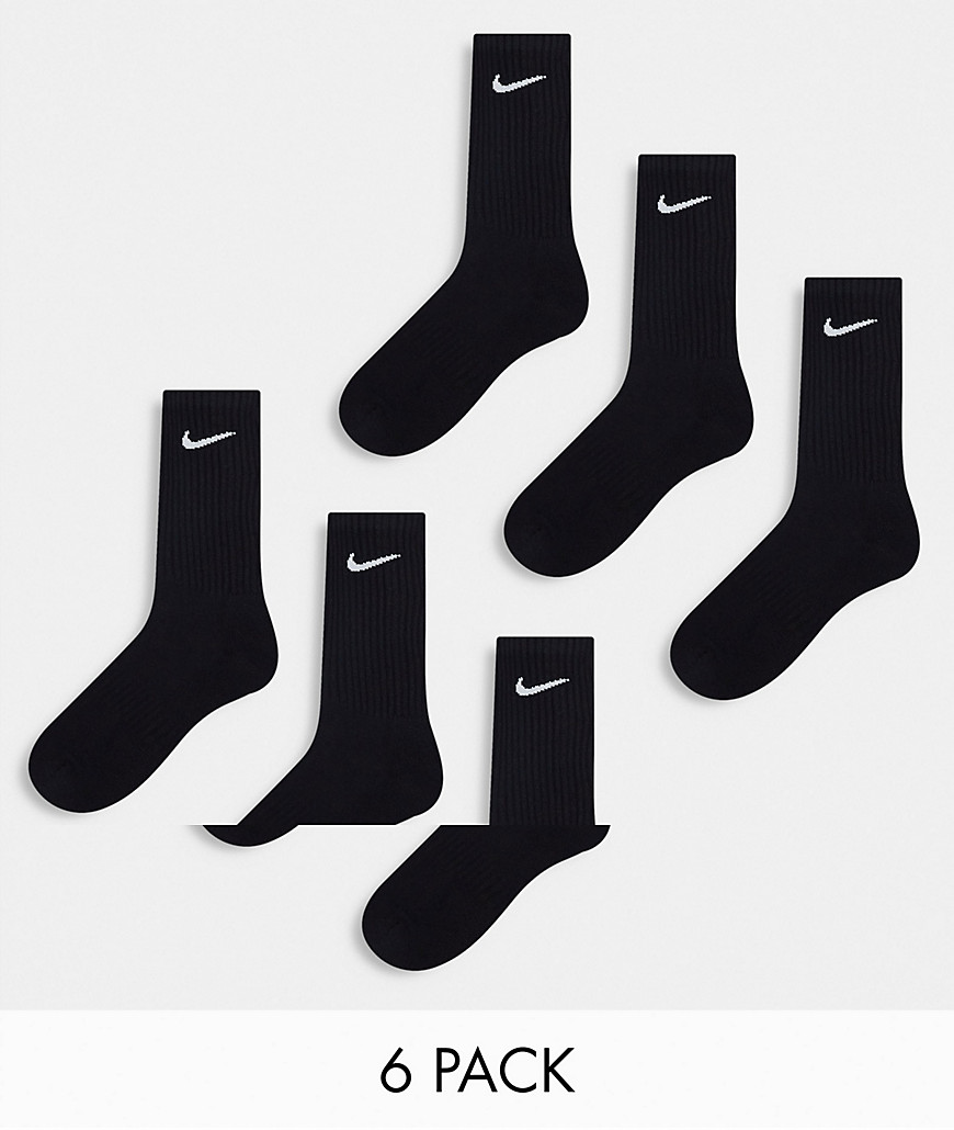 Training Everyday Cushioned 6 pack crew sock in black