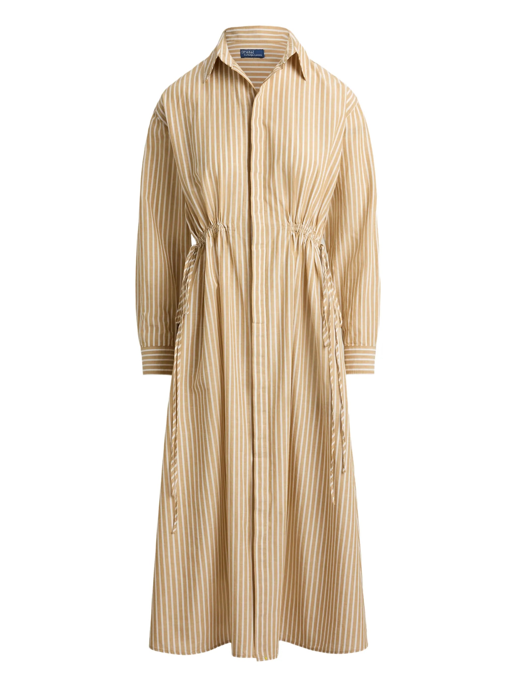 Button-Down Long Sleeve Dress with Self-Drawcord Ties - Size 2