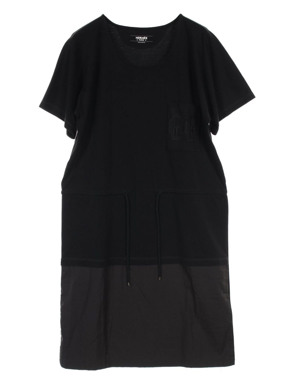 2020s embroidered-pocket T-shirt dress - Black