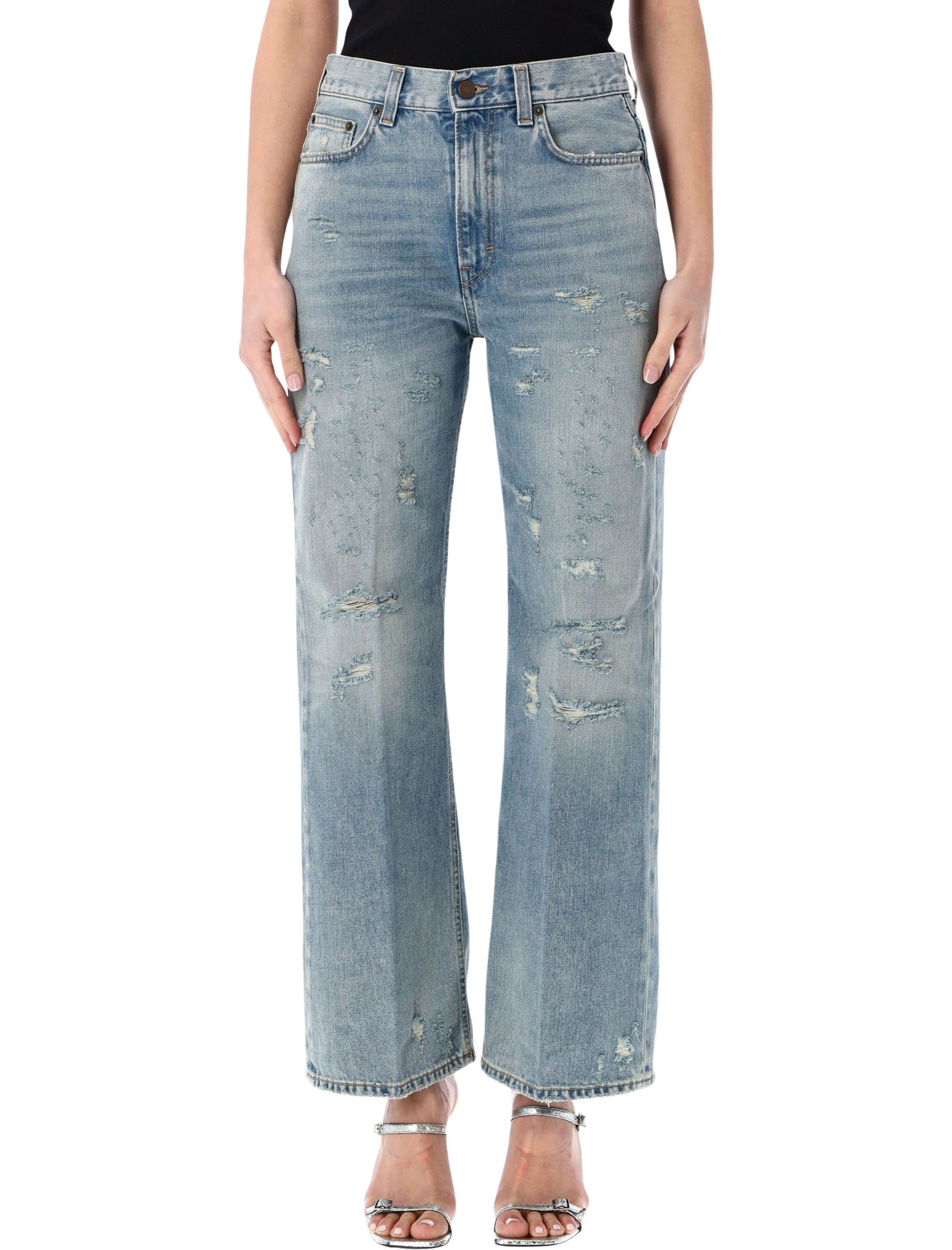 Relaxed Straight-Leg Distressed Jeans - Size 26