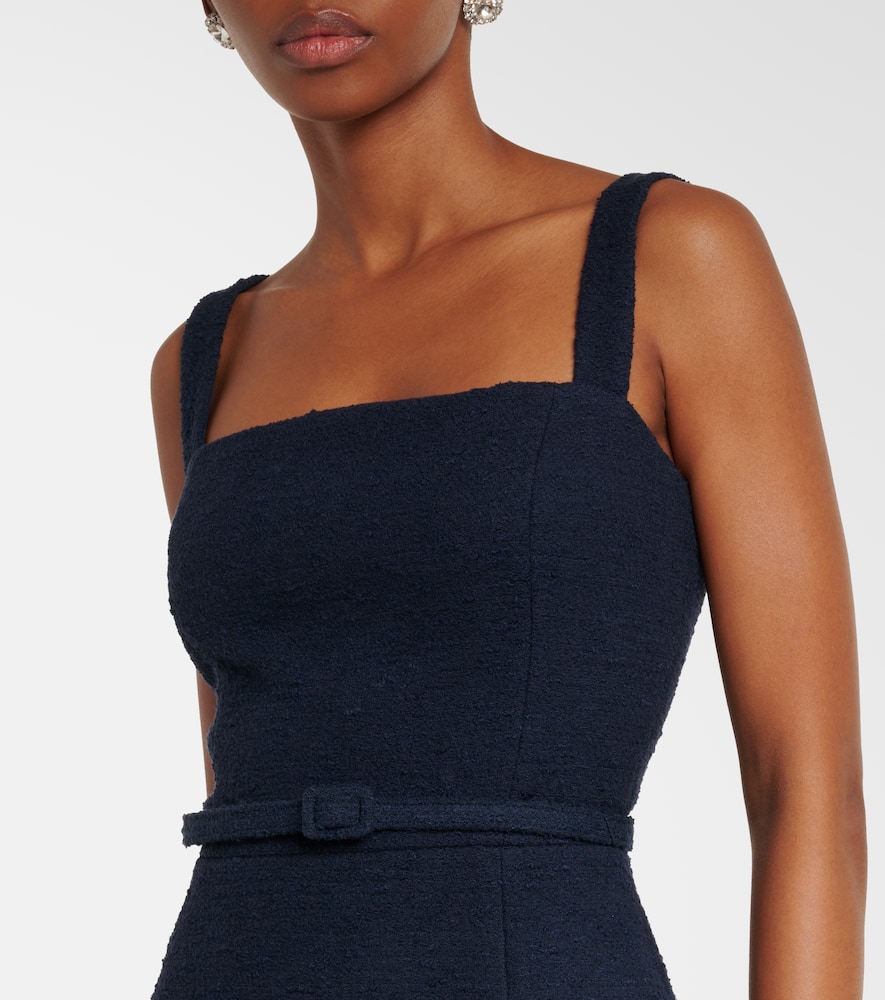Cotton-blend tweed and guipure maxi dress