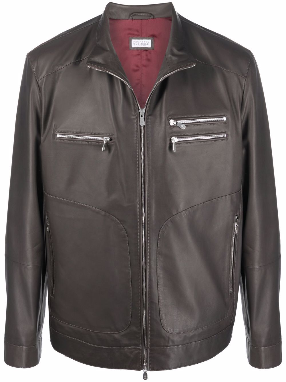 Brunello Cucinelli zip-up leather jacket - Brown