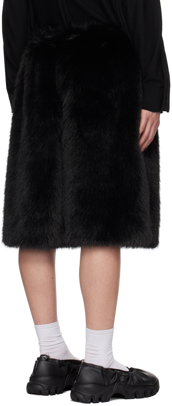 Simone Rocha Black Boxing Faux-Fur Shorts