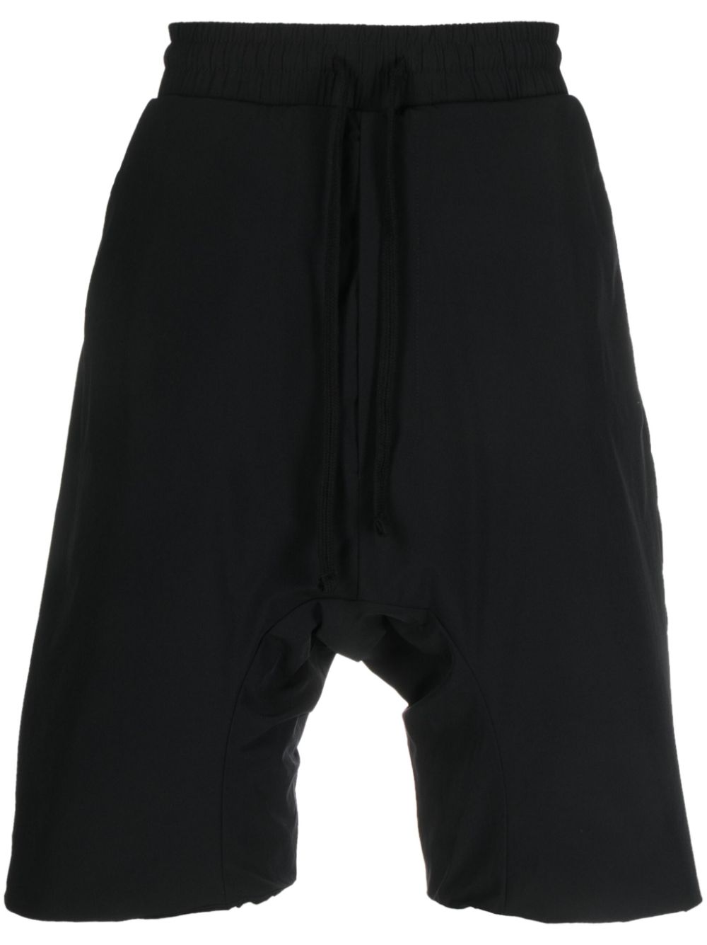 Elasticated-waist drop-crotch shorts - Black