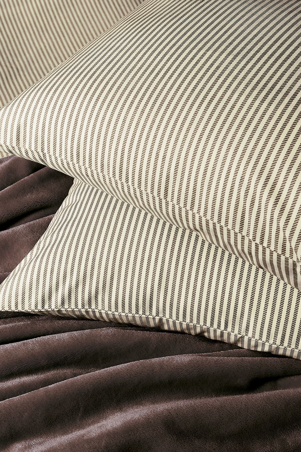 Helena Springfield 'twill Stripe' Duvet Cover Set In Chocolate