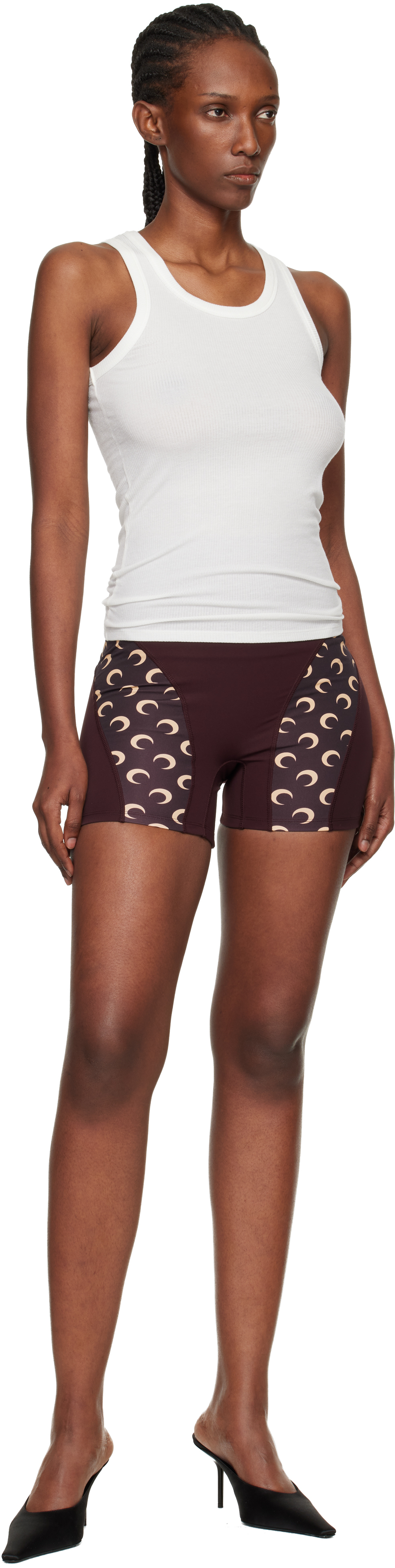 Burgundy Athleisure Moon Insert Mini Shorts