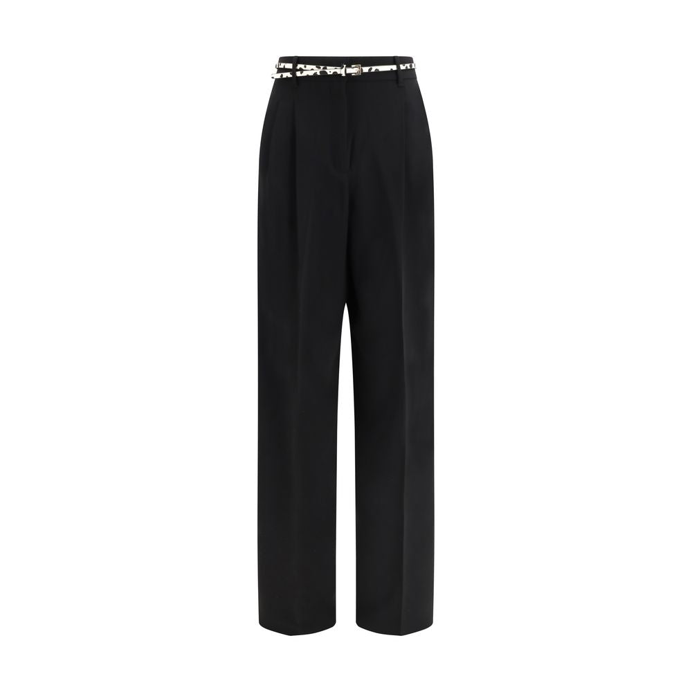 High-Waisted Triacetate Trousers — Black