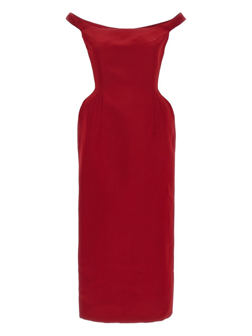 Side-seam detail midi dress - Red