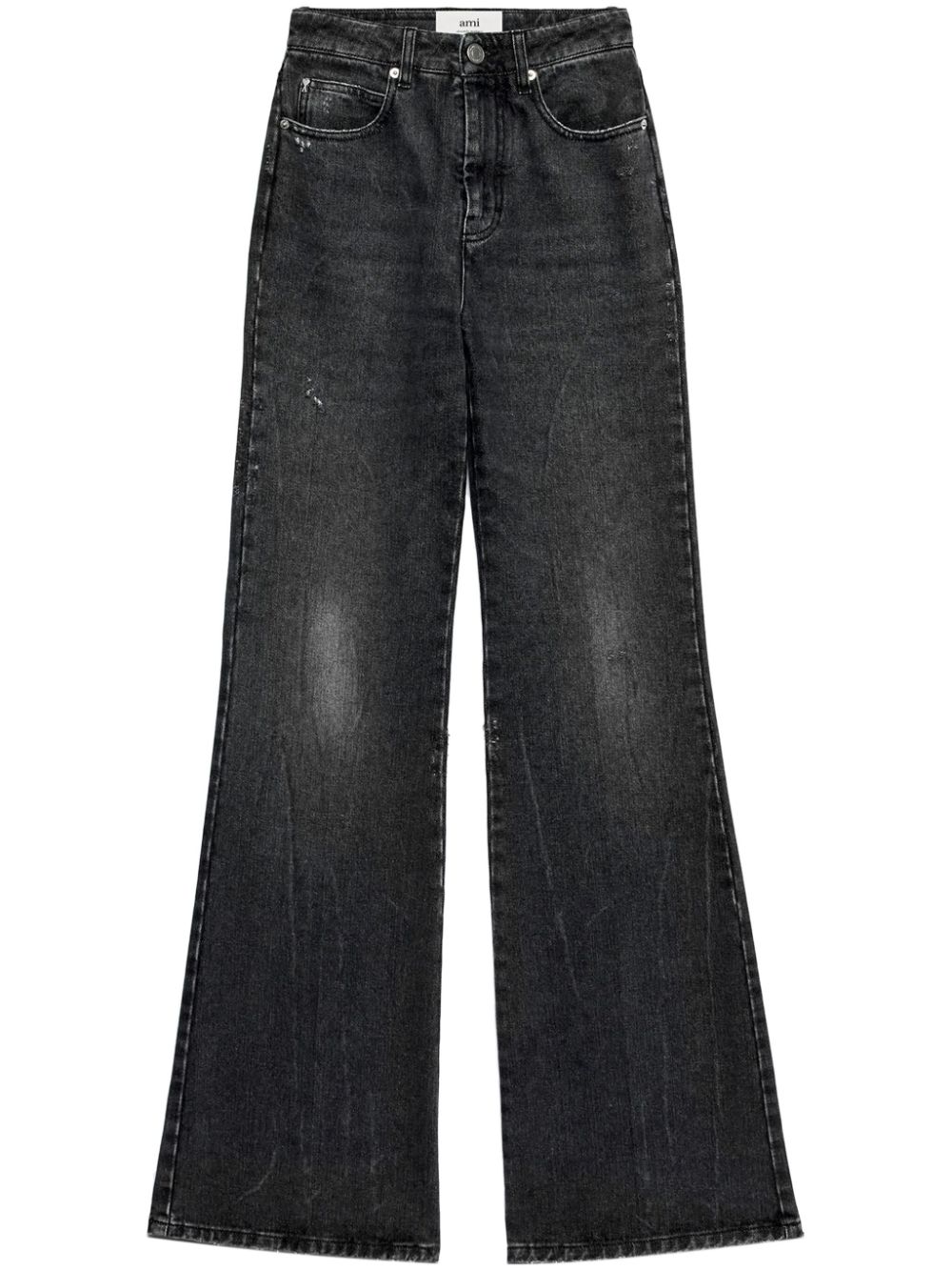 Mid-rise wide-leg trousers - Black